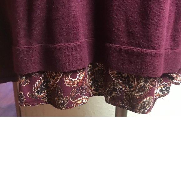 J, Jill Burgundy Oversize Sweater Size L - Picture 6 of 8